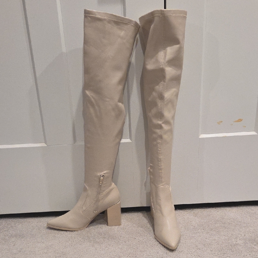 Steve Madden Tanzee cream over-the-knee boots